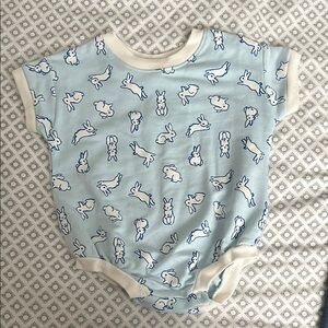 Blue Bunny Print Baby Romper